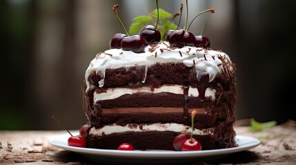 Professional food photography of Black forest cake
