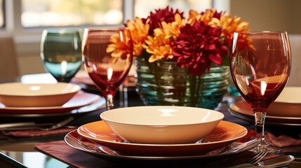 Table set in fall atmosphere beautiful silverware UHD wallpaper