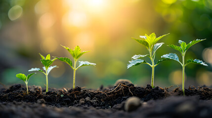 Growth Unfolding: Seedling to Sapling in Nature's Cradle, Embracing the Dawn of Vitality. Generative AI
