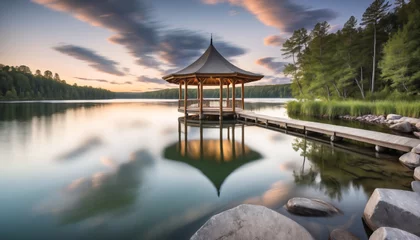 Foto op Canvas a waterfront pavilion on the beautiful waterside  © Jirut