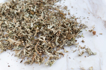 Herbs Iceland moss Cetraria islandica. dry Icelandic moss.