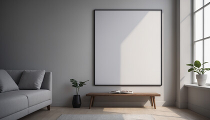 Obraz premium Mock up a frame in living room interior background, 