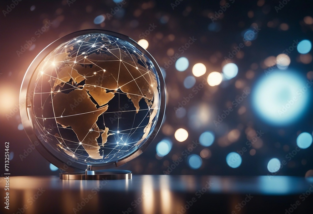 Poster abstract globe illustrating technology and economy concept representing interconnected digital and f