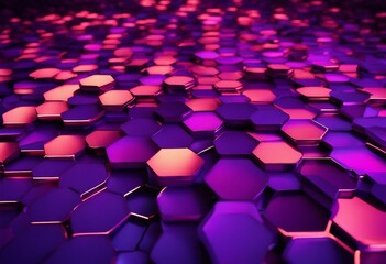 Digital neon purple hexagonal honeycomb background