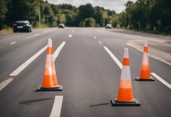 Lane Closure Cones Blocking Off a Portion of the Road for Maintenance