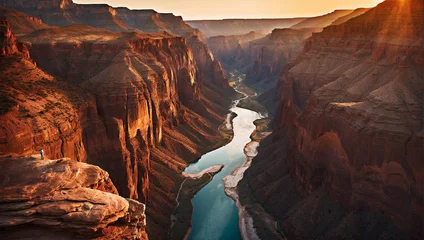 Foto op Canvas The breathtaking of grand canyon with water flow between deep cliff © Agry