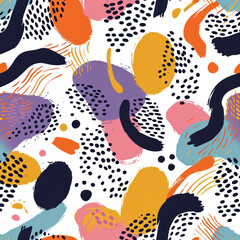 Colorful Geometric Abstract Line Pattern on White Background: Trendy Brush Stroke Art Illustration in Bright Blue, Retro Style
