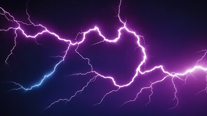 Naklejka premium lightning in the night A vector illustration of blue and purple electric lightning bolts clashing in the dark , 