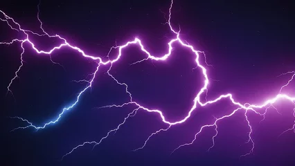 Foto op Canvas lightning in the night  A vector illustration of blue and purple electric lightning bolts clashing in the dark ,  © Jared