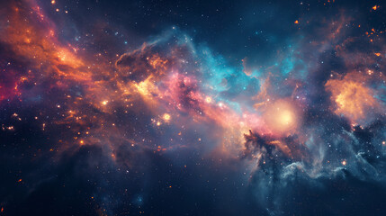Nebula and galaxies in space. Abstract cosmos background - Powered by Adobe