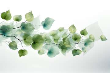 wide background with fresh green branches and leaves