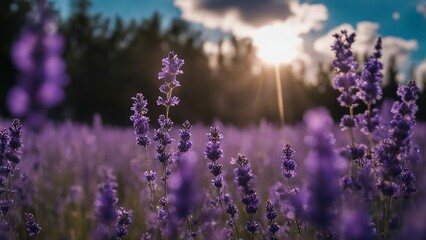 lavender field at sunset A purple dream of nature's beauty, where the scent of lavender fills the air and the sky is a canvas 