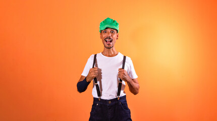 Carnival - Black Man With Brazilian  Carnival Costume Isolated on Background