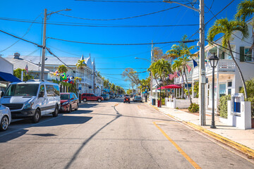 Fototapeta na wymiar Key West scenic Duval street view, south Florida Keys
