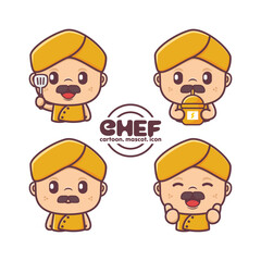 cute chef in yellow uniform. cartoon vector illustration