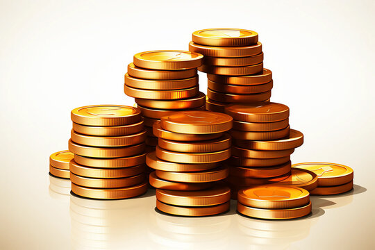 A pile of gold coins. Conceptual illustration. Isolated on white background. 3d render