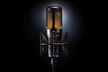 Studio microphone or performance microphone on black background
