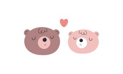 Bears in love. Vector illustration. For card, posters, banners, books, printing on the pack, printing on clothes, fabric, wallpaper, textile or dishes.	