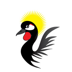 Embrace the spirit of Uganda with our Crested Crane vector! Adorned in vibrant flag-colored feathers, this exquisite design is tailor-made for logos, prints, and captivating e-graphics