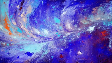 Fototapeta na wymiar Abstract Blue, Orange, and White Swirls Fluid Impressionism Oil Painting Texture Background with Light Violet Touches