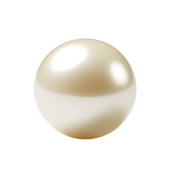 Realistic shiny natural sea pearl with light effects on transparent background