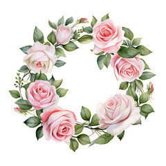 watercolor hand-painting style a bunch of rose flowers isolated on white background. Clipping path included.