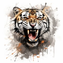 Panthera_tigris in grunge style on white background