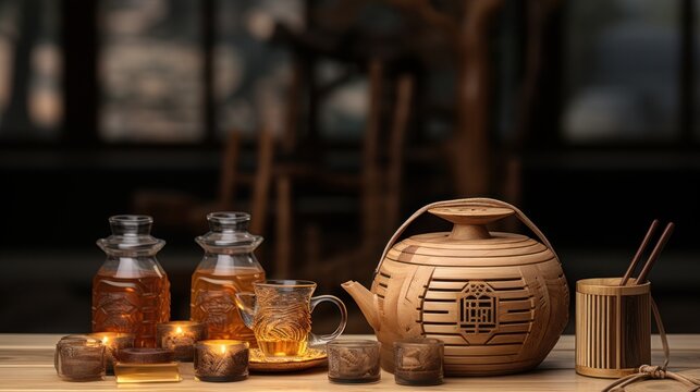 Tea set bagua UHD wallpaper