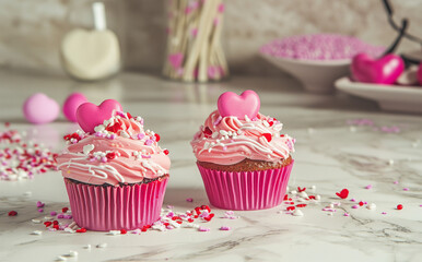 Valentine's Treat: Cupcakes Adorned with Hearts