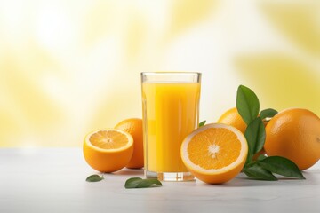 Glass of fresh orange juice. Copy space.