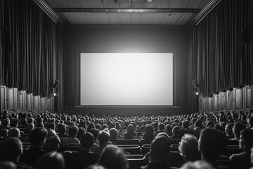 A depiction of an isolated cinema screen in a large, empty room, emphasizing the power of storytelling,