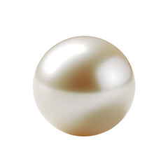 Realistic shiny natural sea pearl with light effects on transparent background