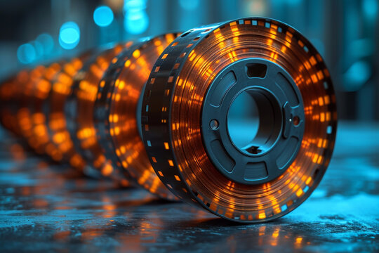 A minimalist portrayal of a film strip with alternating transparent and opaque frames,