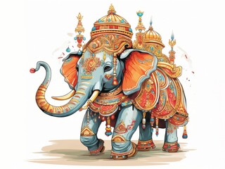 Fototapeta na wymiar Indian decorated elephant