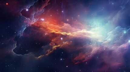 Obraz premium Colorful Nebula in Scifi Universe, Background, Wallpaper