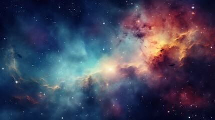 Naklejka premium Colorful Nebula in Scifi Universe, Background, Wallpaper