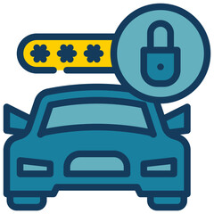 car protection key lock security filled outline