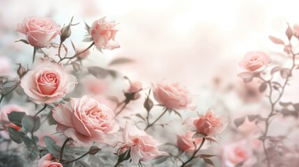 Blooming Pink Roses - Beautiful Flowers in Full Bloom