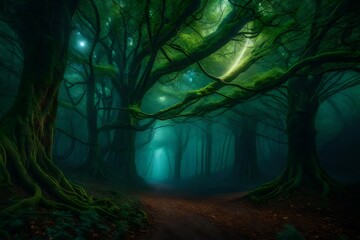 mysterious forest in the night