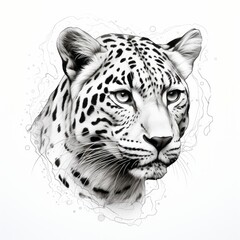 Panthera onca line art style on white background