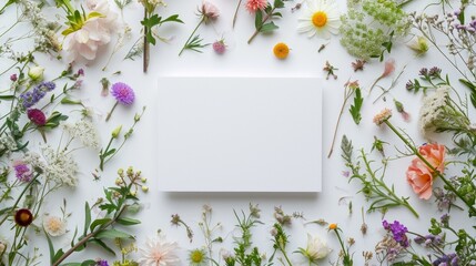 White Sheet of Paper Surrounded by Flowers