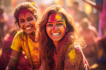 Everyone is happy and cheerful in holi festival