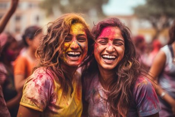 Obraz premium Everyone is happy and cheerful in holi festival