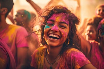 Everyone is happy and cheerful in holi festival