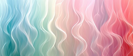 Fototapeta na wymiar dreamy pastel mint green to soft fuchsia accented with thin wavy lines gradient background, can be used for website design app design.
