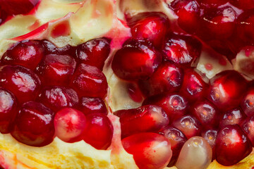 Close-up of a sliced pomegranate.
