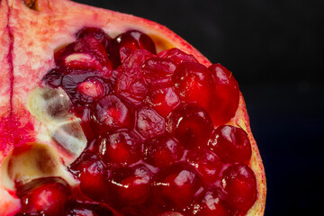 Close-up of a sliced pomegranate.