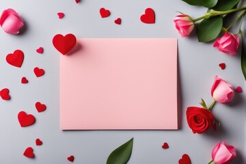 Empty greeting card mock up for saint valentine's day. Holiday love background