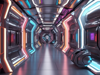 Space station or spaceship sci-fi style corridor or room design. metallic feel, Ultra modern sci-fi design