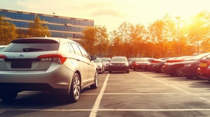 Car parked at outdoor parking lot. Car dealership and dealer agent concept.